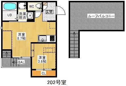 GRANDTIC堀田(1LDK/2階)の間取り写真