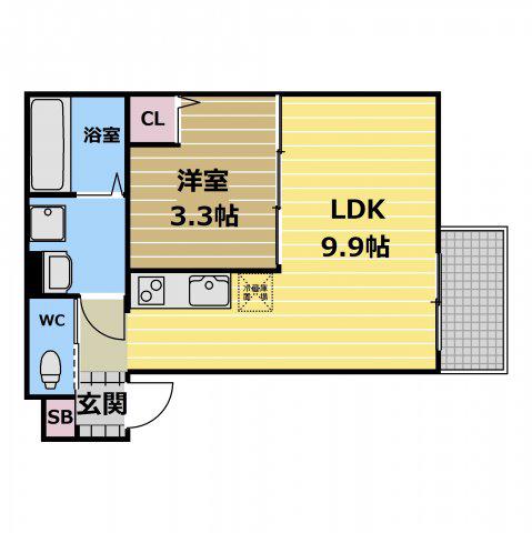 QUENTE布施(1LDK/1階)の間取り写真