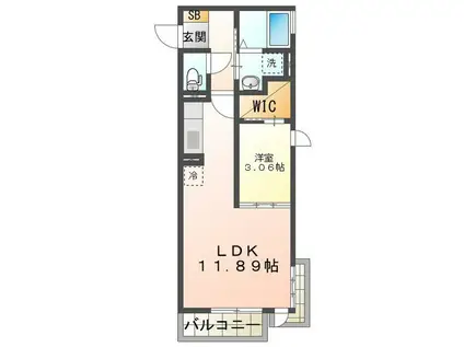 スタブリテラス鈴鹿(1LDK/3階)の間取り写真