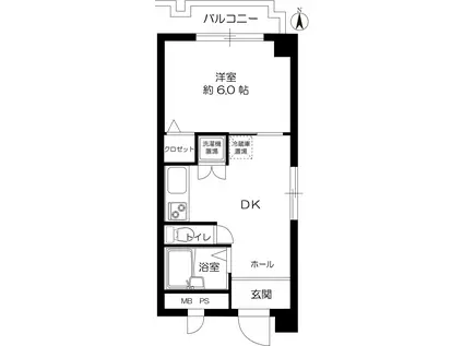 サンエスト南森町(1K/4階)の間取り写真