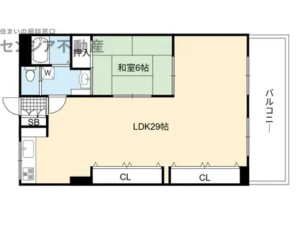 クローバーハイツ森小路 2号棟(1LDK/4階)の間取り写真