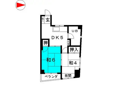 アポマンション(2DK/5階)の間取り写真