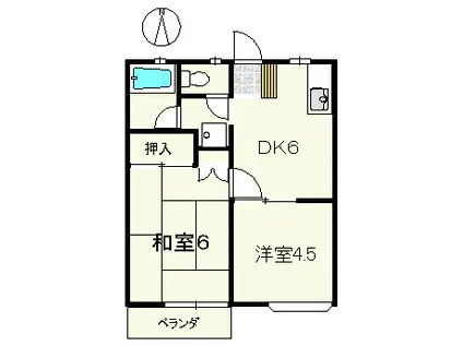 ツインファミネスB(2DK/1階)の間取り写真