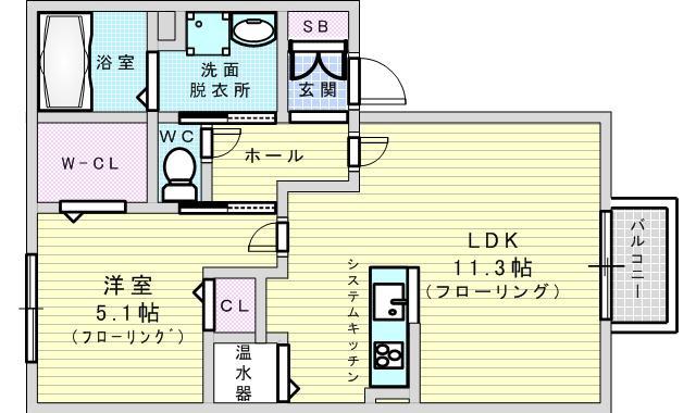 ポンリビエル(1LDK/1階)の間取り写真