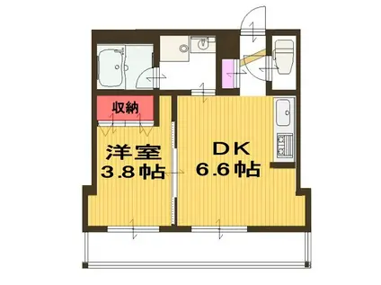 GRAND PLACE(1DK/2階)の間取り写真