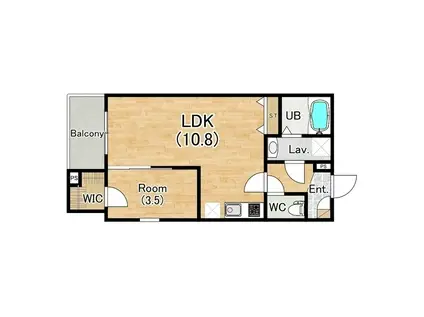 ジーメゾン鳳南ルシア(1LDK/2階)の間取り写真