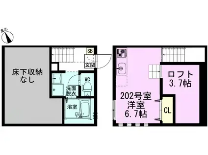 RIZEST 東大宮(ワンルーム/2階)の間取り写真