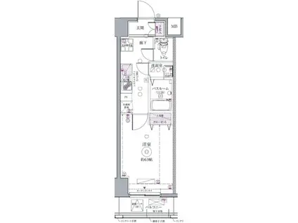 クレヴィスタ浅草(1K/3階)の間取り写真