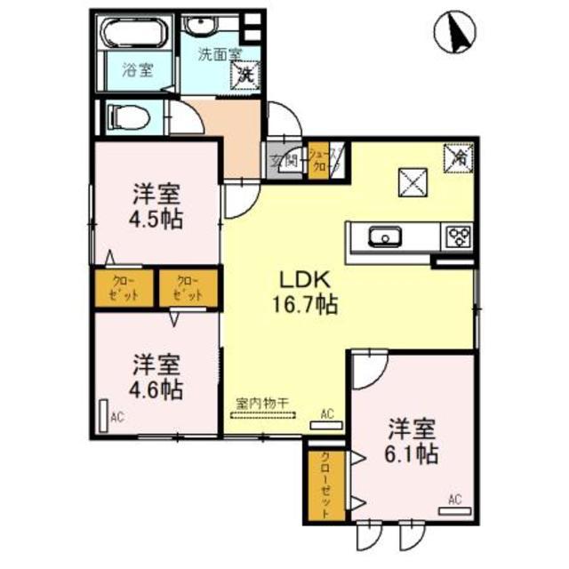CLASHIST千躰(3LDK/3階)の間取り写真