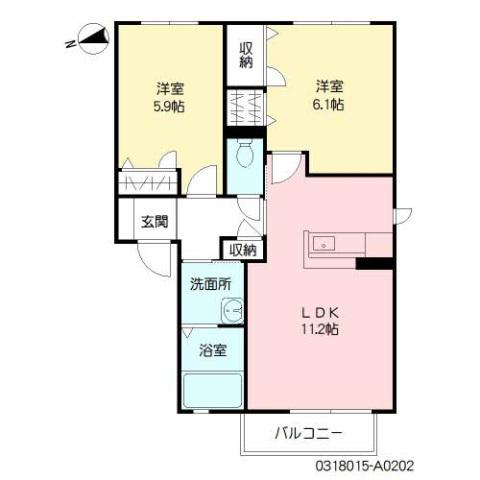 ディアスKS(2LDK/2階)の間取り写真