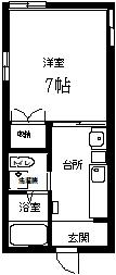 メゾンコージI(1K/2階)の間取り写真