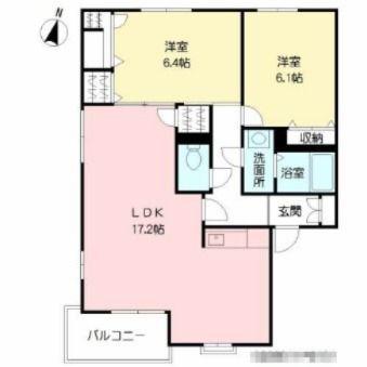 コモンシティ志井II F棟(2LDK/1階)の間取り写真