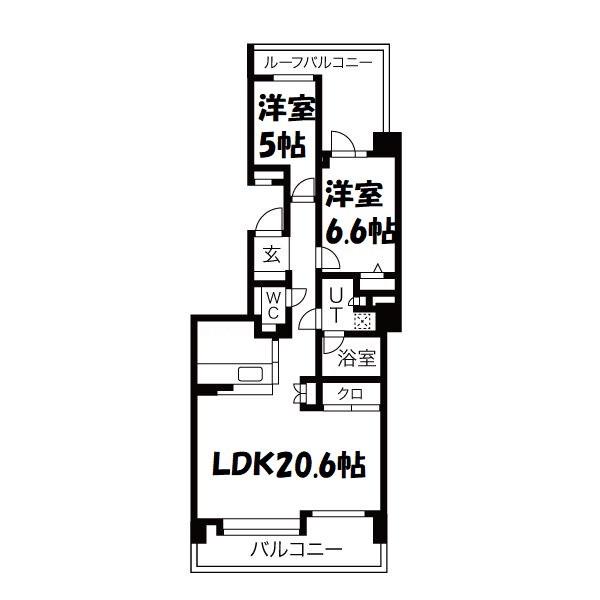 東桜シティハウス(2LDK/2階)の間取り写真