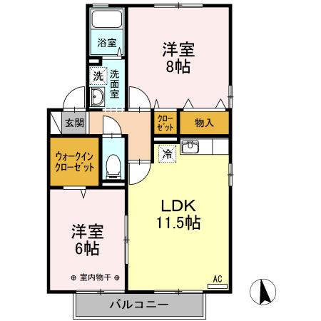 UNIT・8 AB(2LDK/2階)の間取り写真