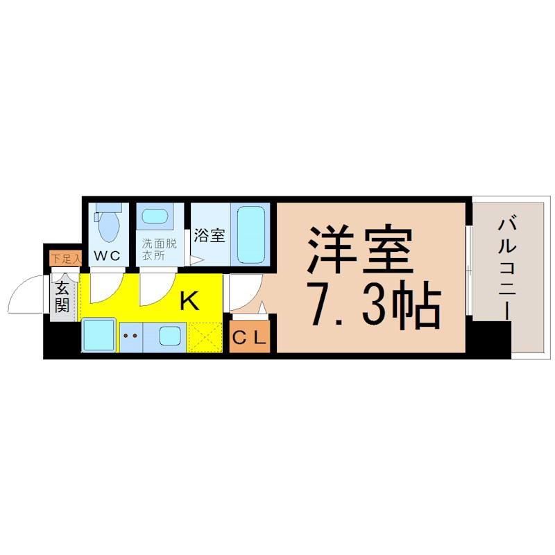 S-FORT大須観音(1K/4階)の間取り写真