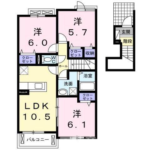 コローレII(3LDK/2階)の間取り写真