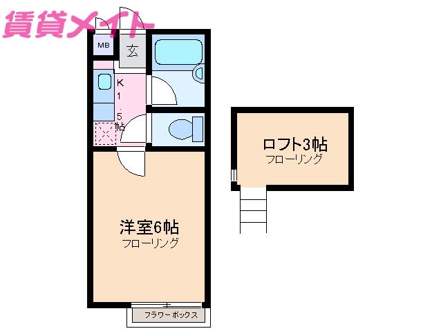 SILKY HOUSE山城(1K/1階)の間取り写真