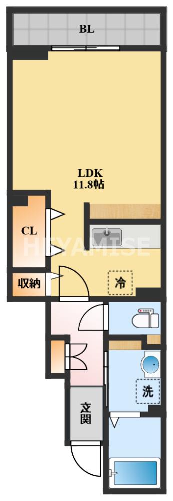 プリムローズA(ワンルーム/1階)の間取り写真