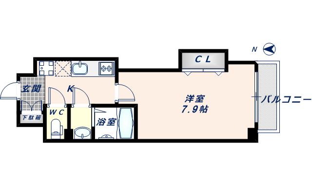 ラグゼ長田(1K/9階)の間取り写真