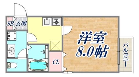 エスポワール(1K/2階)の間取り写真