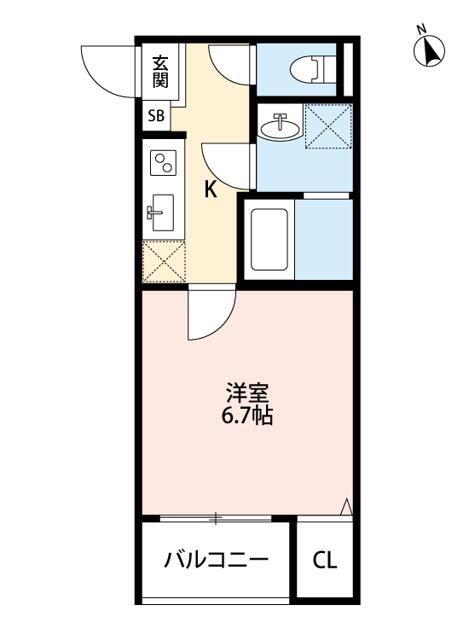 シュプレーム志木(1K/2階)の間取り写真