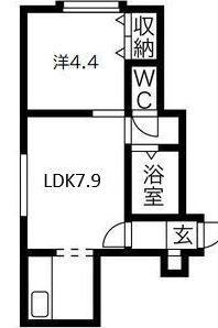 ヴェルデュール東(1LDK/2階)の間取り写真