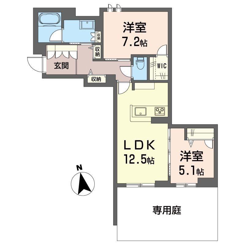 ルセア・クラリスタ(2LDK/1階)の間取り写真