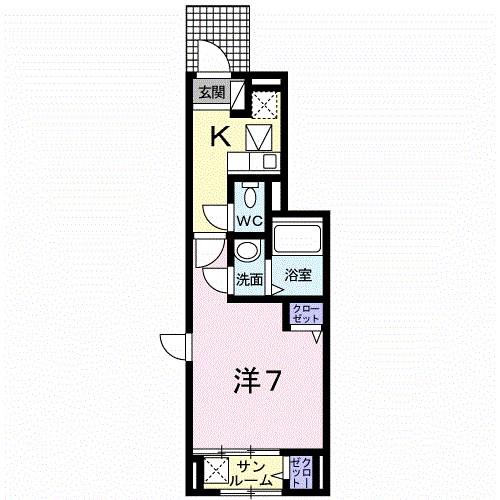 フォレスト ヒルズ M(1K/1階)の間取り写真