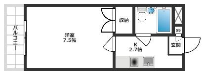 城南マンション(1K/2階)の間取り写真