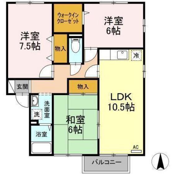 セジュールセト(3LDK/1階)の間取り写真