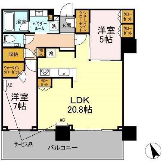 シティタワー広島(2LDK/20階)の間取り写真