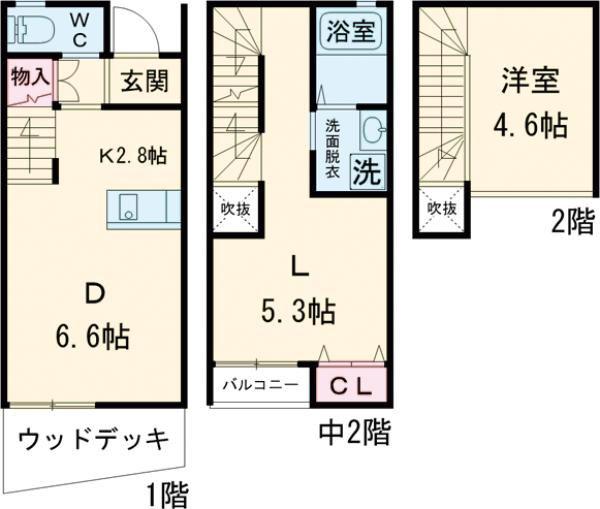 プレミアム宿町(1LDK/1階)の間取り写真