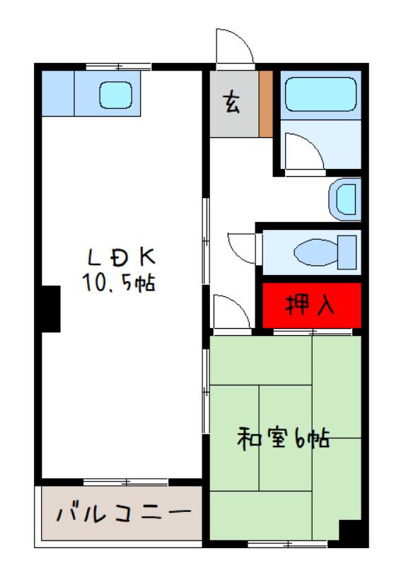 サクラコート高安(1LDK/1階)の間取り写真