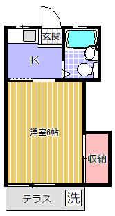 メゾン平塚I(1K/1階)の間取り写真