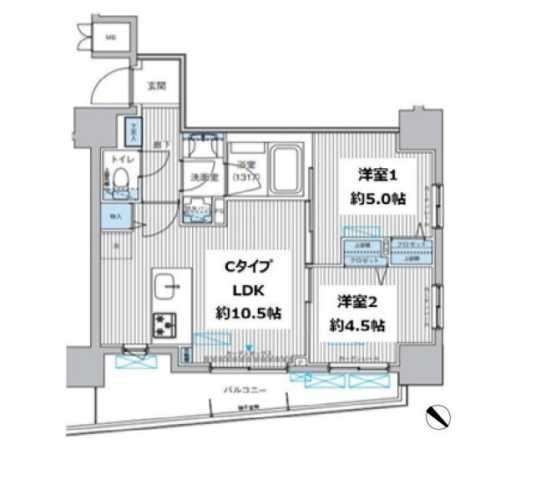 マイトリィ四ツ谷(2LDK/4階)の間取り写真