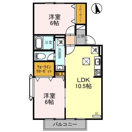 カッセル2 守山市勝部1丁目(2LDK/2階)の間取り写真