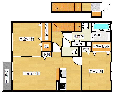 パイン コート(2LDK/2階)の間取り写真
