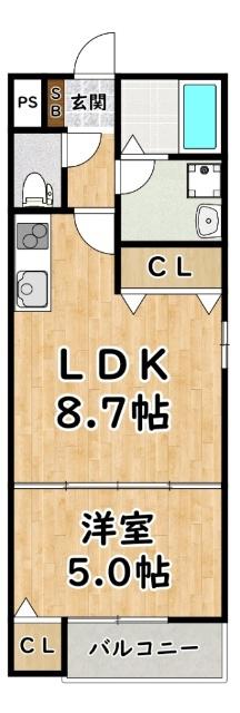 アート塚本(1LDK/1階)の間取り写真