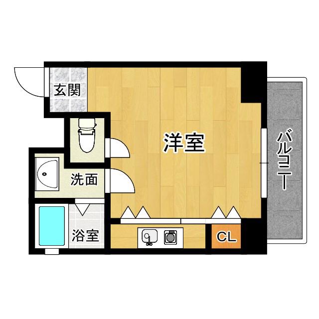 エルミタージュ難波南II(ワンルーム/9階)の間取り写真