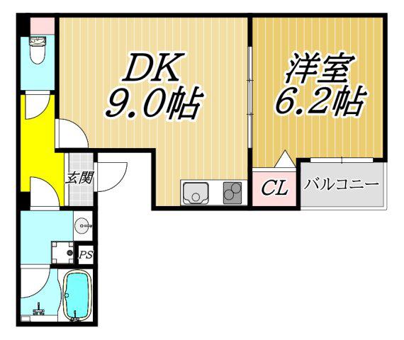 ネクステージ七松町(1DK/1階)の間取り写真