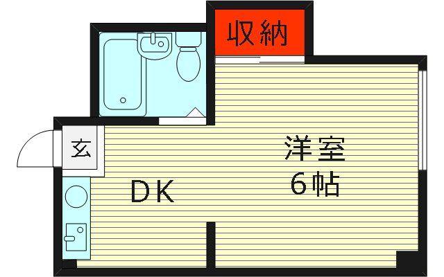 晩成ハイツ関目(1DK/1階)の間取り写真