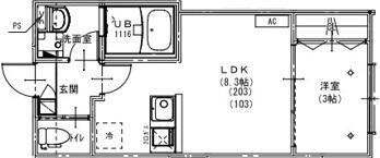 KEIAI RESIDENCE 西所沢III(1LDK/1階)の間取り写真
