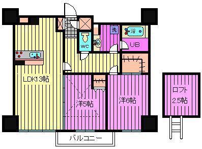 コンフォリア大宮(2LDK/7階)の間取り写真