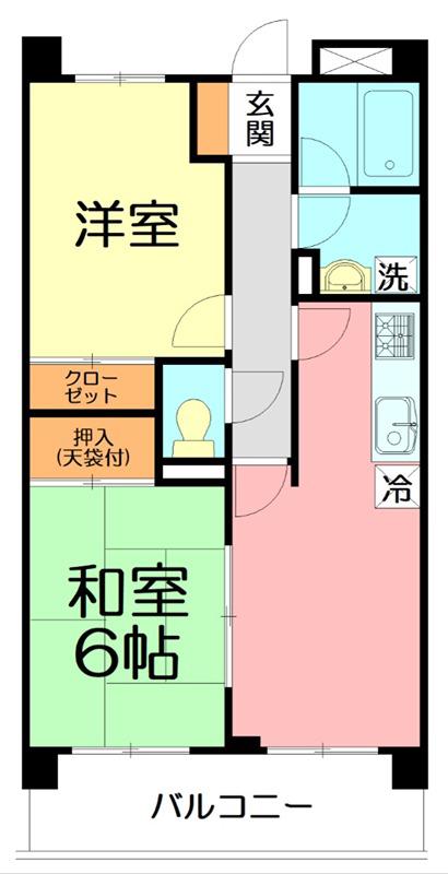 サンステージ茅ヶ崎(2DK/5階)の間取り写真