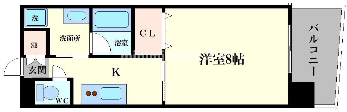 CITY SPIRE美章園(1K/1階)の間取り写真