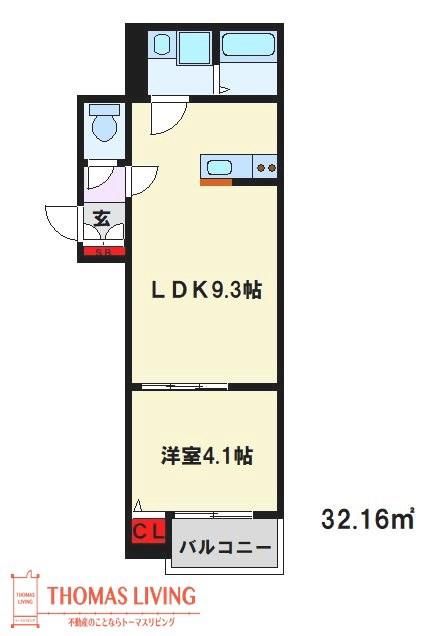 ボイルストンスイート井尻駅前(1LDK/3階)の間取り写真