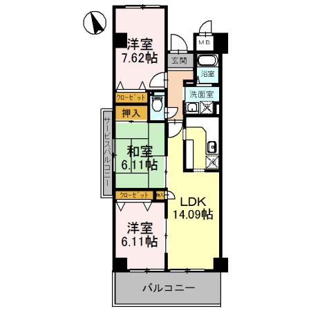 ラ・メゾンMSII(2LDK/2階)の間取り写真