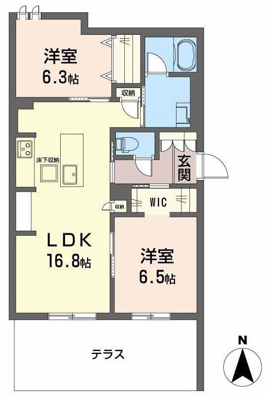 シャーメゾン グランクロア(2LDK/1階)の間取り写真