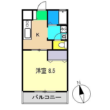 藤本ハイツ(1K/2階)の間取り写真