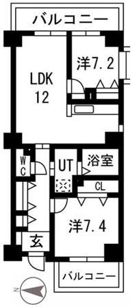 アクティ目黒駅前I(2LDK/4階)の間取り写真